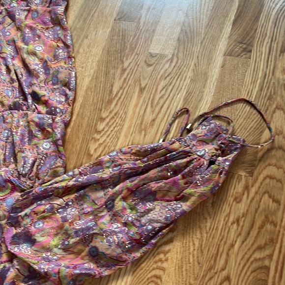 NWT Free People Paisley Chiffon Maxi Dress Silk Blend Small - Picture 13 of 15